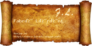 Fabró Lóránt névjegykártya